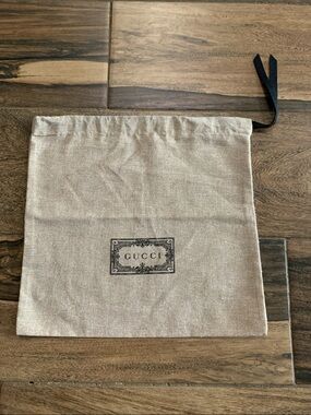 Gucci Tan Black Small Canvas Drawstring Bag